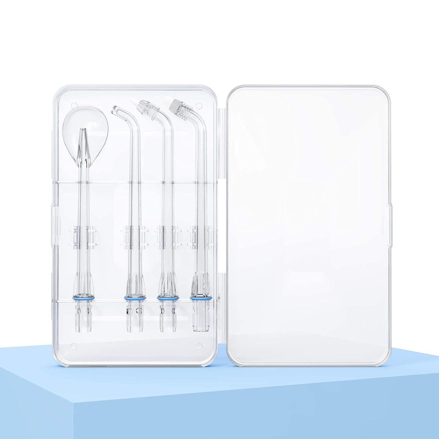 SYNHOPE replacement nozzles set in a clear protective case. Includes four precision-designed tips for optimal oral care and hygiene.