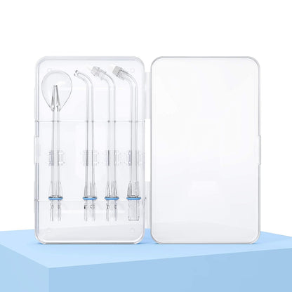 SYNHOPE replacement nozzles set in a clear protective case. Includes four precision-designed tips for optimal oral care and hygiene.