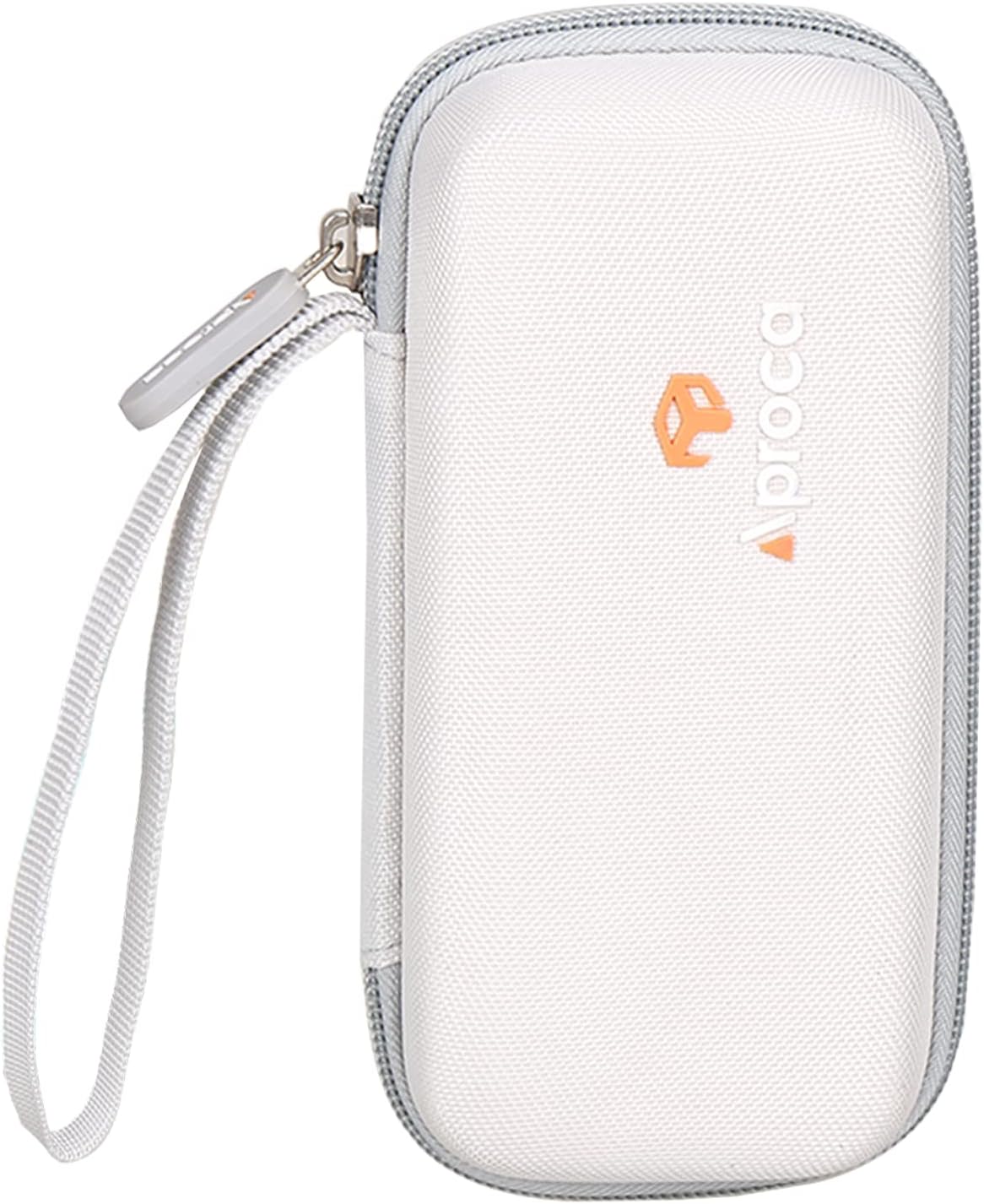 White SYNHOPE water flosser travel case with carrying strap and branded logo. Compact, lightweight, and designed for easy on-the-go use.